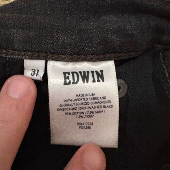 Edwin Bree Slim straight washed‎ black raw hem denim jeans size 31 - Picture 8 of 10